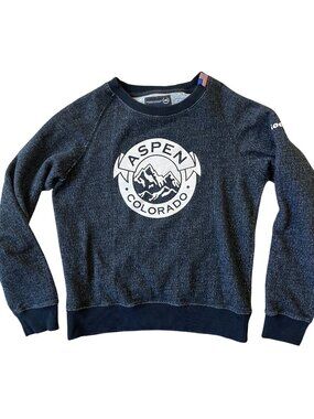 Roots Aspen Colorado Ragland Sweatshirt Womens XS Charcoal Apres-Ski Cabin Core